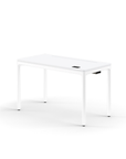 Humanscale eFloat Quattro Cable Manager | Under-Desk Leather Cable Basket, For 46"W Tops (32.8"L x 4.2"D x 4.2"W)(48), White, Salzburg Leather Concrete, front view. Kansas City Office Design.