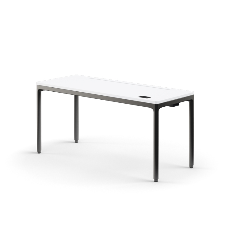 Humanscale eFloat Quattro Cable Manager | Under-Desk Leather Cable Basket, For 58"W Tops (44.8"L x 4.2"D x 4.2"W)(60), Black, Salzburg Leather Black, front view. Kansas City Office Design.