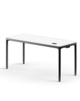 Humanscale eFloat Quattro Cable Manager | Under-Desk Leather Cable Basket, For 58"W Tops (44.8"L x 4.2"D x 4.2"W)(60), Black, Salzburg Leather Black, front view. Kansas City Office Design.