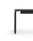 Humanscale eFloat Quattro Cable Manager | Under-Desk Leather Cable Basket, For 58"W Tops (44.8"L x 4.2"D x 4.2"W)(60), Black, Salzburg Leather Black, side view. Kansas City Office Design.