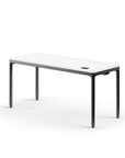 Humanscale eFloat Quattro Cable Manager | Under-Desk Leather Cable Basket, For 58"W Tops (44.8"L x 4.2"D x 4.2"W)(60), Black, Salzburg Leather Concrete, front view. Kansas City Office Design.