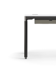 Humanscale eFloat Quattro Cable Manager | Under-Desk Leather Cable Basket, For 58"W Tops (44.8"L x 4.2"D x 4.2"W)(60), Black, Salzburg Leather Concrete, side view. Kansas City Office Design.