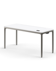 Humanscale eFloat Quattro Cable Manager | Under-Desk Leather Cable Basket, For 58"W Tops (44.8"L x 4.2"D x 4.2"W)(60), Gray, Salzburg Leather Black, front view. Kansas City Office Design.