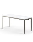 Humanscale eFloat Quattro Cable Manager | Under-Desk Leather Cable Basket, For 58"W Tops (44.8"L x 4.2"D x 4.2"W)(60), Gray, Salzburg Leather Cloud, front view. Kansas City Office Design.