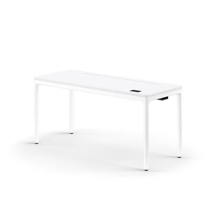 Humanscale eFloat Quattro Cable Manager | Under-Desk Leather Cable Basket, For 58"W Tops (44.8"L x 4.2"D x 4.2"W)(60), White, Salzburg Leather Black, front view. Kansas City Office Design.