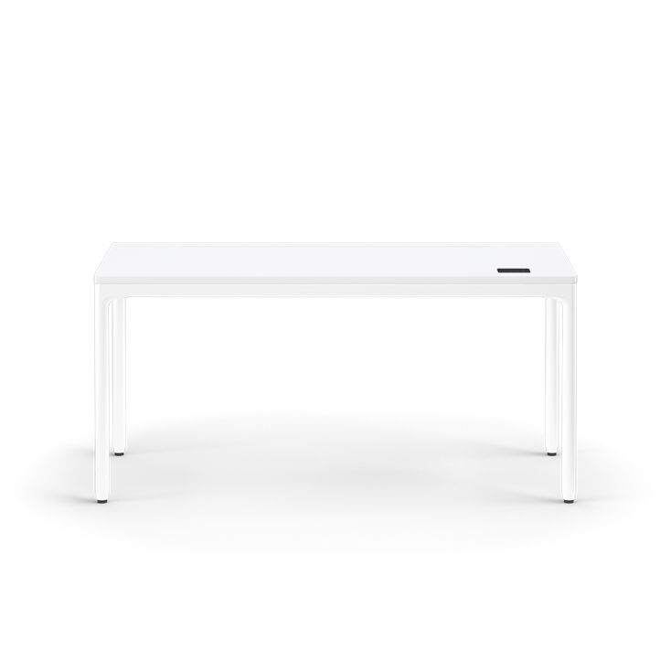 Humanscale eFloat Quattro Cable Manager | Under-Desk Leather Cable Basket, For 58"W Tops (44.8"L x 4.2"D x 4.2"W)(60), White, Salzburg Leather Black, back view. Kansas City Office Design.