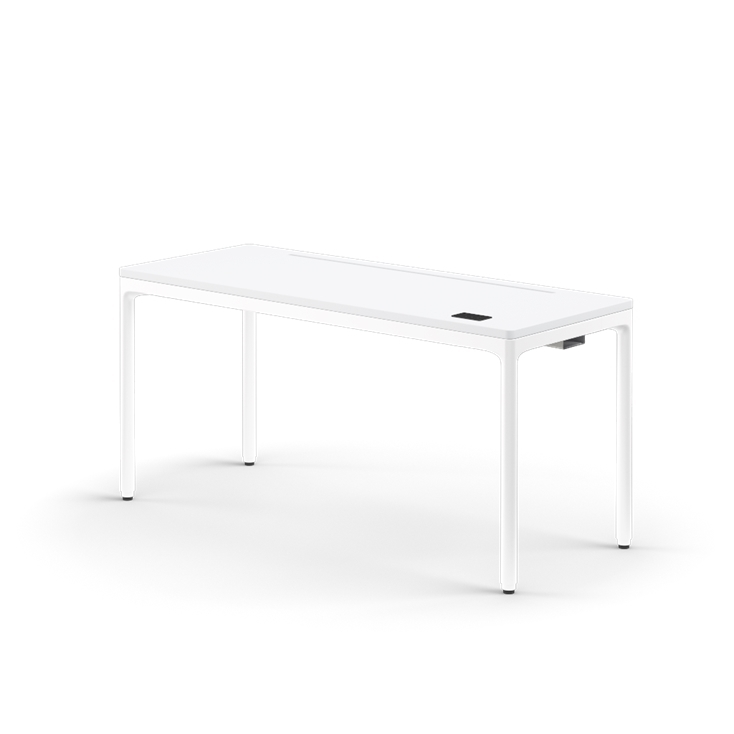 Humanscale eFloat Quattro Cable Manager | Under-Desk Leather Cable Basket, For 58"W Tops (44.8"L x 4.2"D x 4.2"W)(60), White, Salzburg Leather Cloud, front view. Kansas City Office Design.