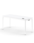 Humanscale eFloat Quattro Cable Manager | Under-Desk Leather Cable Basket, For 58"W Tops (44.8"L x 4.2"D x 4.2"W)(60), White, Salzburg Leather Cloud, front view. Kansas City Office Design.
