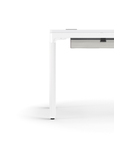 Humanscale eFloat Quattro Cable Manager | Under-Desk Leather Cable Basket, For 58"W Tops (44.8"L x 4.2"D x 4.2"W)(60), White, Salzburg Leather Cloud, side view. Kansas City Office Design.