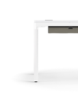 Humanscale eFloat Quattro Cable Manager | Under-Desk Leather Cable Basket, For 58"W Tops (44.8"L x 4.2"D x 4.2"W)(60), White, Salzburg Leather Concrete, side view. Kansas City Office Design.