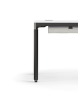 Humanscale eFloat Quattro Cable Manager | Under-Desk Leather Cable Basket, For 58"W Tops (44.8"L x 4.2"D x 4.2"W)(60), Black, Salzburg Leather Cloud, side view. Kansas City Office Design.