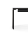 Humanscale eFloat Quattro Cable Manager | Under-Desk Leather Cable Basket, For 70"W Tops (56.8"L x 4.2"D x 4.2"W)(72), Black, Salzburg Leather Black, side view. Kansas City Office Design.