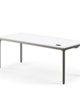 Humanscale eFloat Quattro Cable Manager | Under-Desk Leather Cable Basket, For 70"W Tops (56.8"L x 4.2"D x 4.2"W)(72), Gray, Salzburg Leather Cloud, front view. Kansas City Office Design.