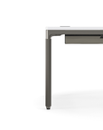 Humanscale eFloat Quattro Cable Manager | Under-Desk Leather Cable Basket, For 70"W Tops (56.8"L x 4.2"D x 4.2"W)(72), Gray, Salzburg Leather Concrete, side view. Kansas City Office Design.