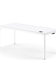 Humanscale eFloat Quattro Cable Manager | Under-Desk Leather Cable Basket, For 70"W Tops (56.8"L x 4.2"D x 4.2"W)(72), White, Salzburg Leather Black, front view. Kansas City Office Design.