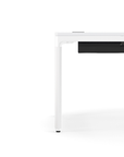 Humanscale eFloat Quattro Cable Manager | Under-Desk Leather Cable Basket, For 70"W Tops (56.8"L x 4.2"D x 4.2"W)(72), White, Salzburg Leather Black, side view. Kansas City Office Design.