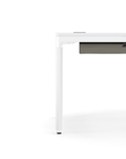 Humanscale eFloat Quattro Cable Manager | Under-Desk Leather Cable Basket, For 70"W Tops (56.8"L x 4.2"D x 4.2"W)(72), White, Salzburg Leather Concrete, side view. Kansas City Office Design.