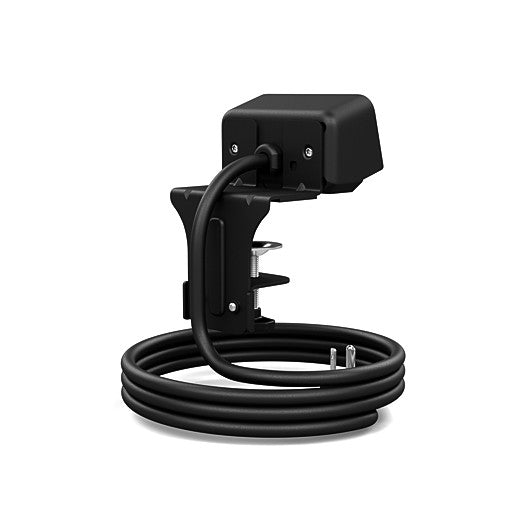 Back view of the black dual outlet SitOnIt EON power. Clamp mounted. Kansas City Office Design.