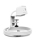Side view of the white single outlet, dual USB-A & USB-C SitOnIt EON power. Clamp mounted. Kansas City Office Design.