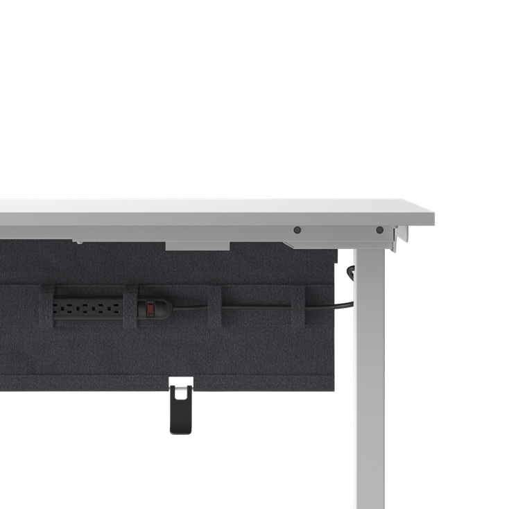 Closeup view of the Humanscale NeatTech Cable Management System. The Finish is: EcoKnit Storm and size is: 48"W. Kansas City Office Furniture.