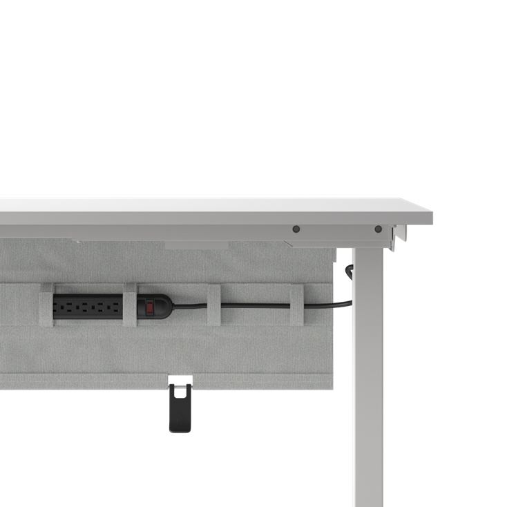 Closeup view of the Humanscale NeatTech Cable Management System. The Finish is: EcoKnit Vapor and size is: 48"W. Kansas City Office Furniture.