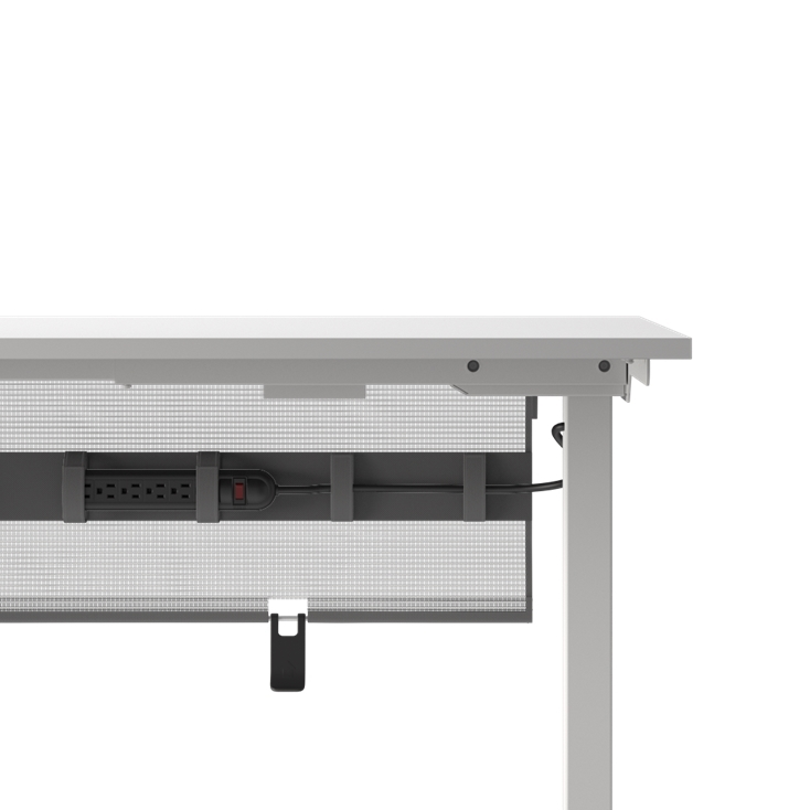 Closeup view of the Humanscale NeatTech Cable Management System. The Finish is: Mesh White and size is: 48"W. Kansas City Office Furniture.