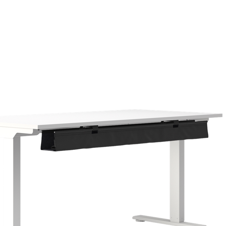 Humanscale NeatTech Cable Management System, Large 48"W, Salzburg Leather Black, front view. Kansas City Office Design.