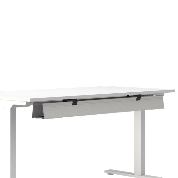 Humanscale NeatTech Cable Management System, Large 48"W, Salzburg Leather Cloud, front view. Kansas City Office Design.