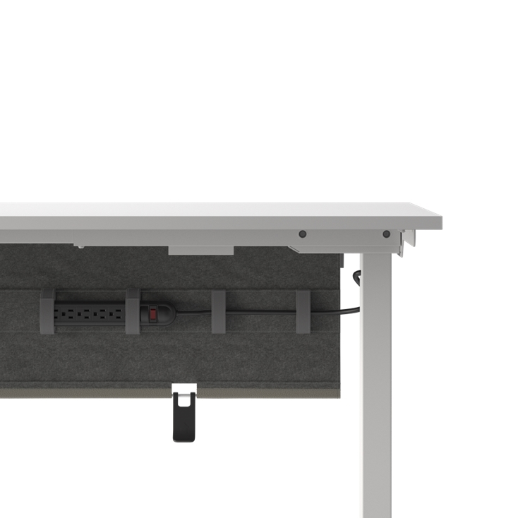 Humanscale NeatTech Cable Management System, Large 48"W, Salzburg Leather Concrete, side view. Kansas City Office Design.