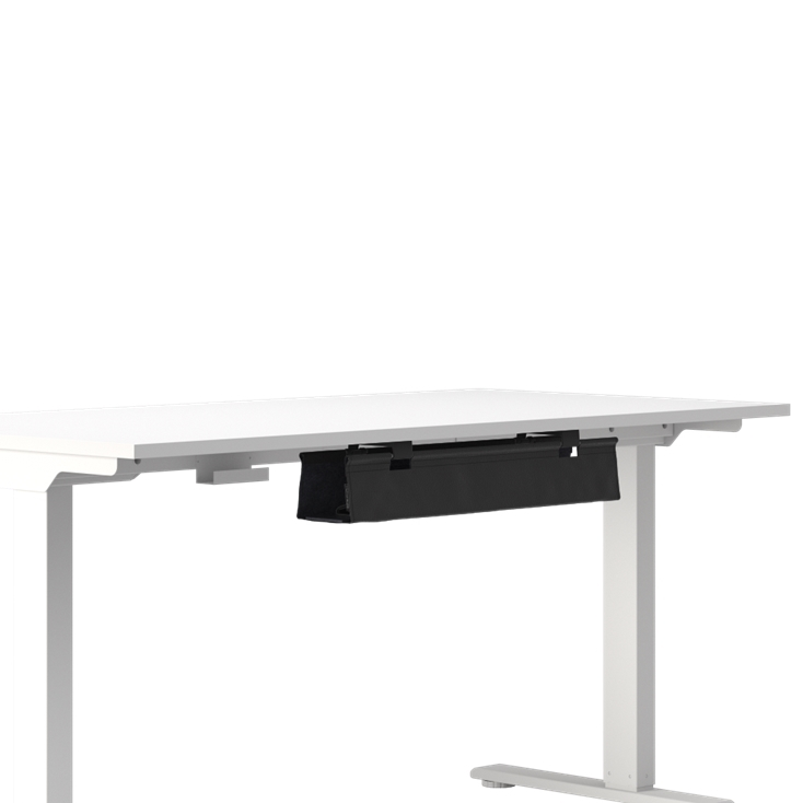 Humanscale NeatTech Cable Management System, Mini 24"W, Salzburg Leather Black, front view. Kansas City Office Design.