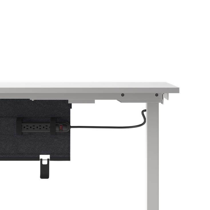 Humanscale NeatTech Cable Management System, Mini 24"W, Salzburg Leather Black, side view. Kansas City Office Design.