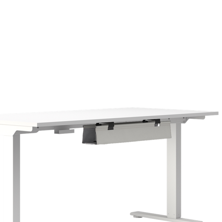 Humanscale NeatTech Cable Management System, Mini 24"W, Salzburg Leather Cloud, front view. Kansas City Office Design.