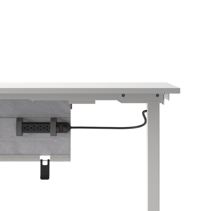 Humanscale NeatTech Cable Management System, Mini 24"W, Salzburg Leather Cloud, side view. Kansas City Office Design.