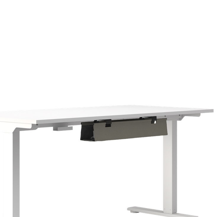 Humanscale NeatTech Cable Management System, Mini 24"W, Salzburg Leather Concrete, front view. Kansas City Office Design.