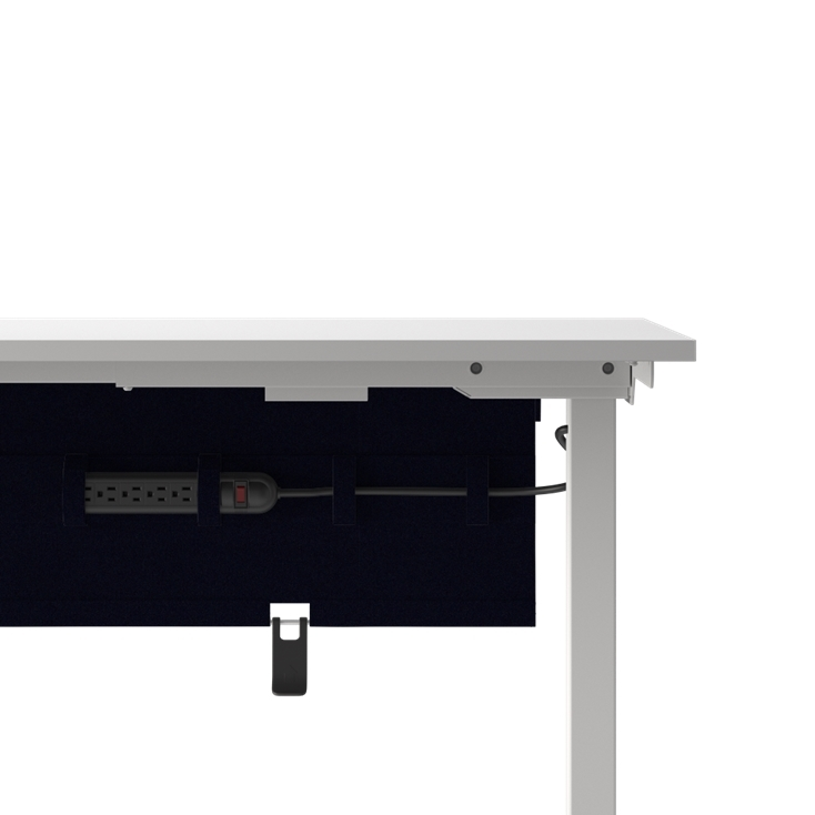 Closeup view of the Humanscale NeatTech Cable Management System. The Finish is: EcoKnit Midnight and size is: 38"W. Kansas City Office Furniture.