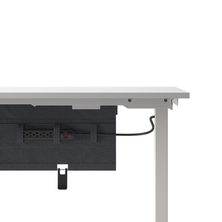 Closeup view of the Humanscale NeatTech Cable Management System. The Finish is: EcoKnit Storm and size is: 38"W. Kansas City Office Furniture.
