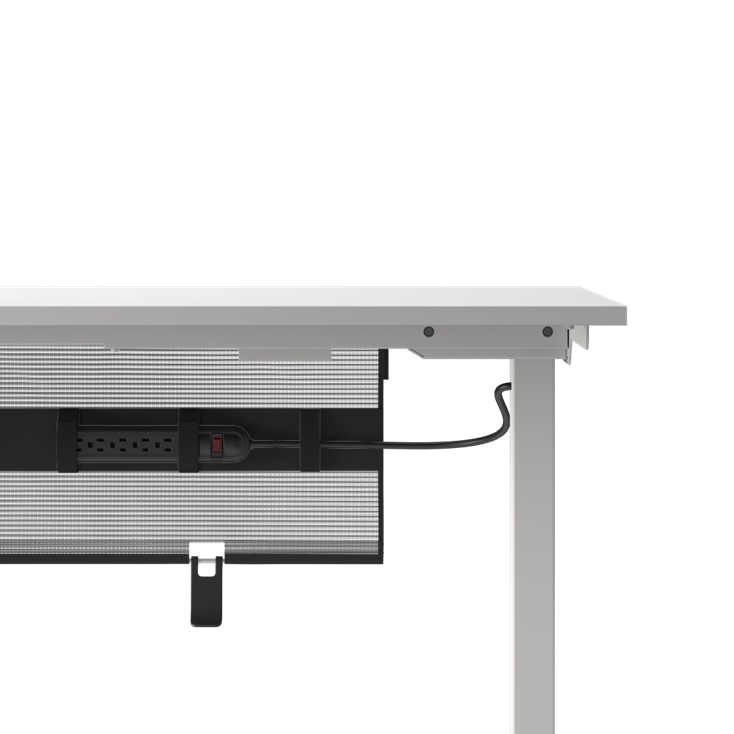Closeup view of the Humanscale NeatTech Cable Management System. The Finish is: Mesh Graphite and size is: 38"W. Kansas City Office Furniture.