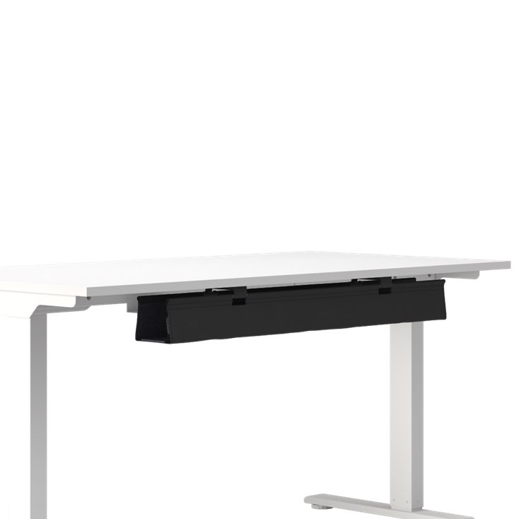 Humanscale NeatTech Cable Management System, Small 38"W, Salzburg Leather Black, front view. Kansas City Office Design.