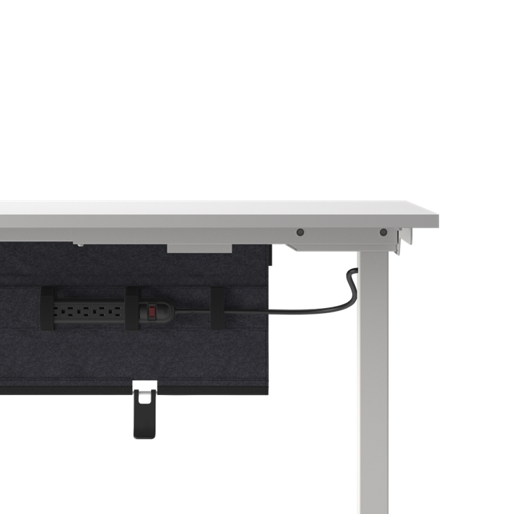 Humanscale NeatTech Cable Management System, Small 38"W, Salzburg Leather Black, side view. Kansas City Office Design.