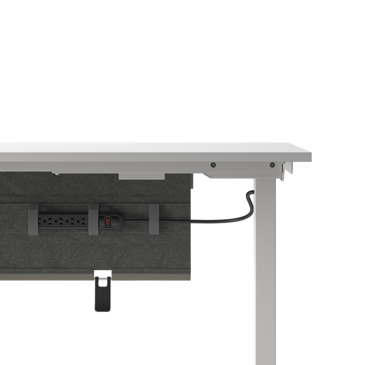 Humanscale NeatTech Cable Management System, Small 38"W, Salzburg Leather Concrete, side view. Kansas City Office Design.