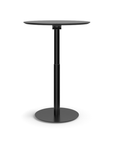 Humanscale Float Gather 30" Round Table in Black Base with Black Laminate Top in standing position. Kansas City Office Design.