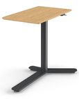 Side View of the Humanscale Mini Float Height Adjustable Table. Bamboo Top with Black Base. Kansas City Office Furniture