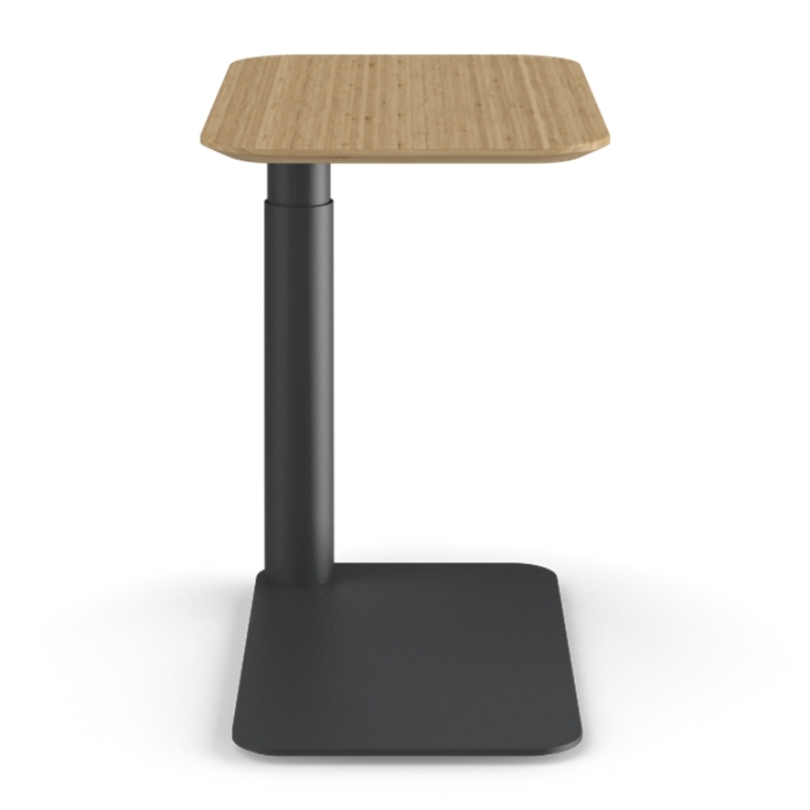 Front view of a Humanscale Float micro in a Black Base with a Bamboo top. Kansas City Office Design. 