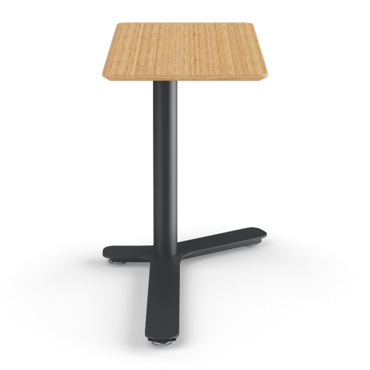 Front View of the Humanscale Mini Float Height Adjustable Table. Bamboo Top with Black Base. Kansas City Office Furniture