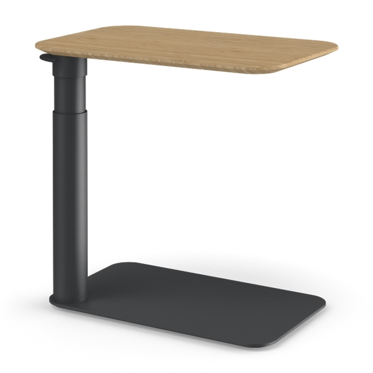 Angled view of a Humanscale Float micro in a Black Base with a Bamboo top. Kansas City Office Design. 