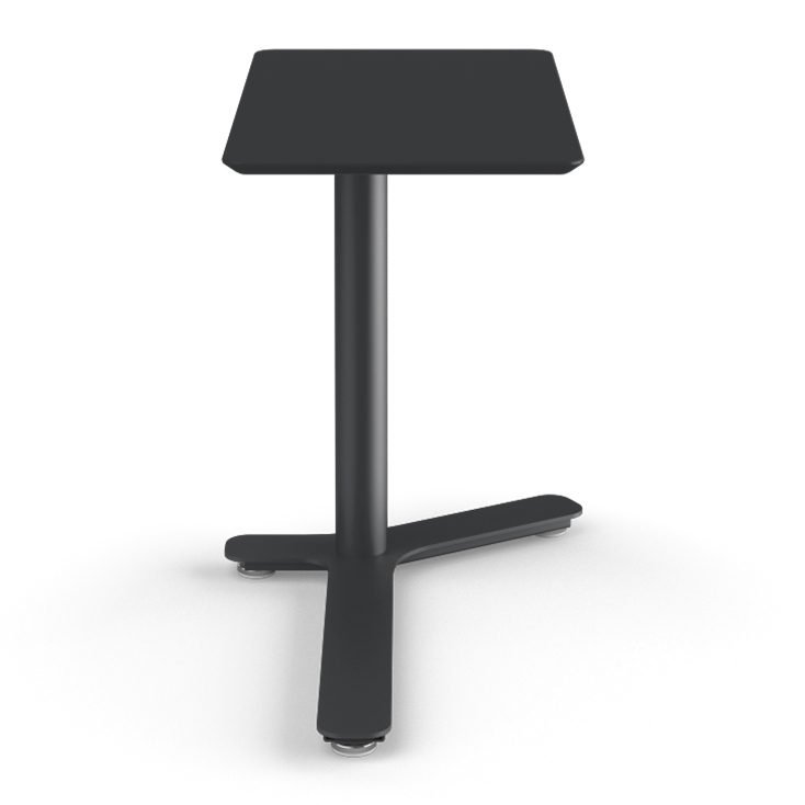 Front View of the Humanscale Mini Float Height Adjustable Table. Black MDF Top with Black Base. Kansas City Office Furniture