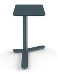 Front View of the Humanscale Mini Float Height Adjustable Table. Slate Blue MDF Top with Slate Blue Base. Kansas City Office Furniture