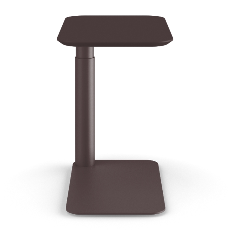 Front view of a Humanscale Float micro in a Burgundy Base with a Burgundy MDF top. Kansas City Office Design.