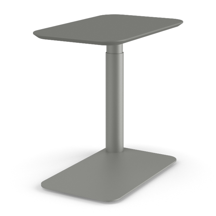 Side view of a Humanscale Float micro in a Gray Base with a Gray MDF top. Kansas City Office Design.