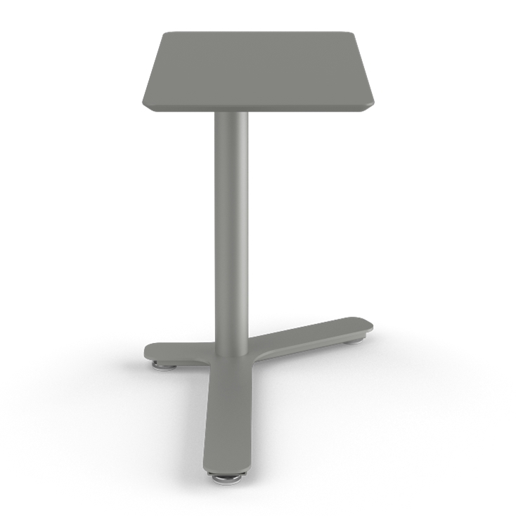 Front View of the Humanscale Mini Float Height Adjustable Table. Gray MDF Top with Gray Base. Kansas City Office Furniture